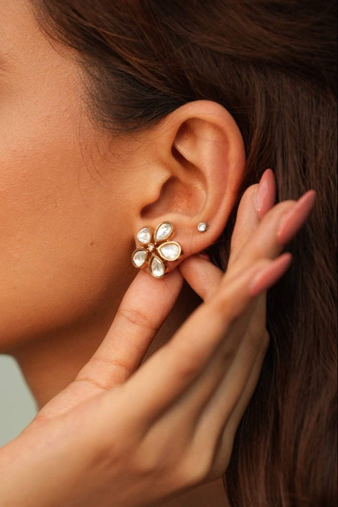 Kundan Phool Studs