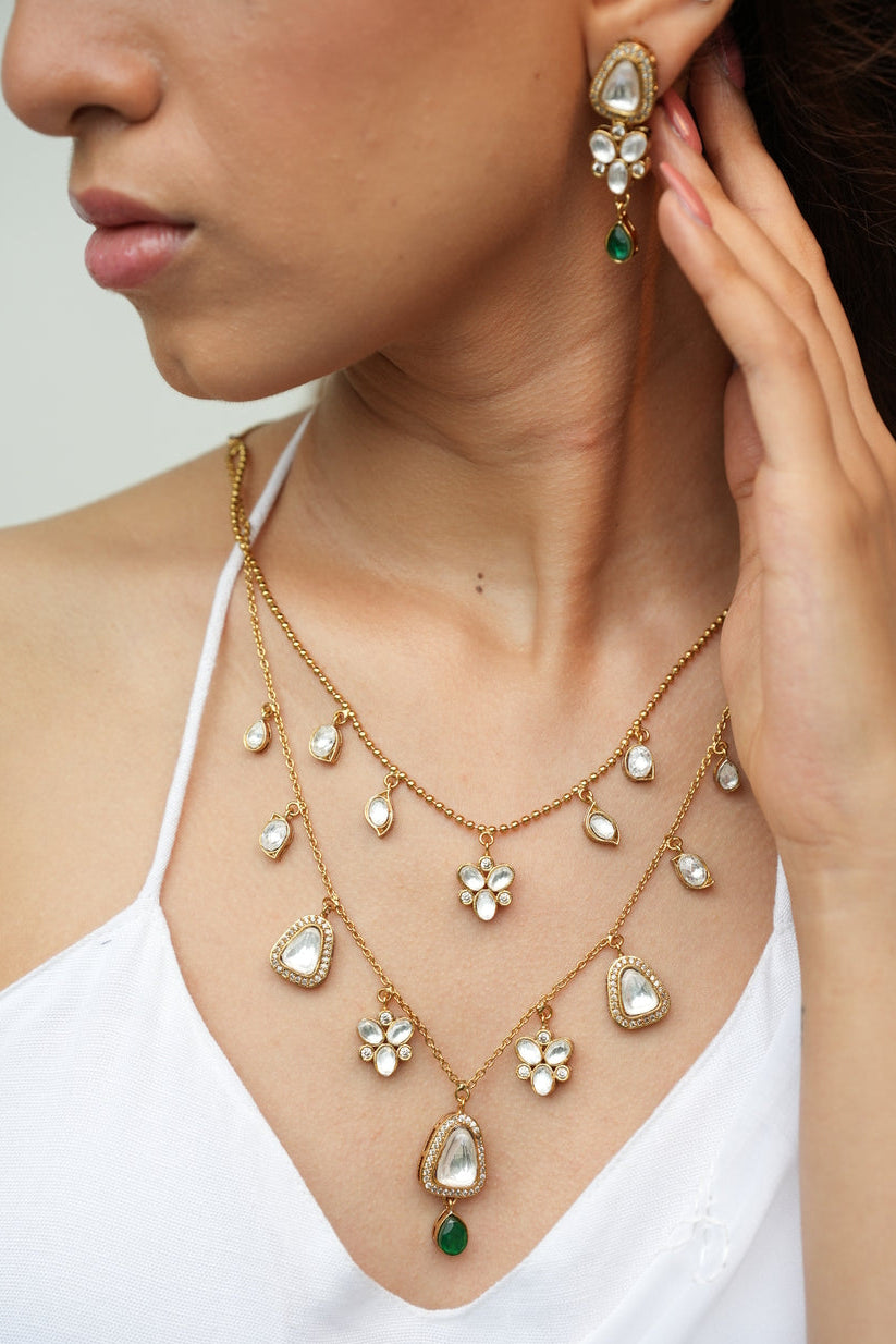 Tara Polki Layered Necklace Set